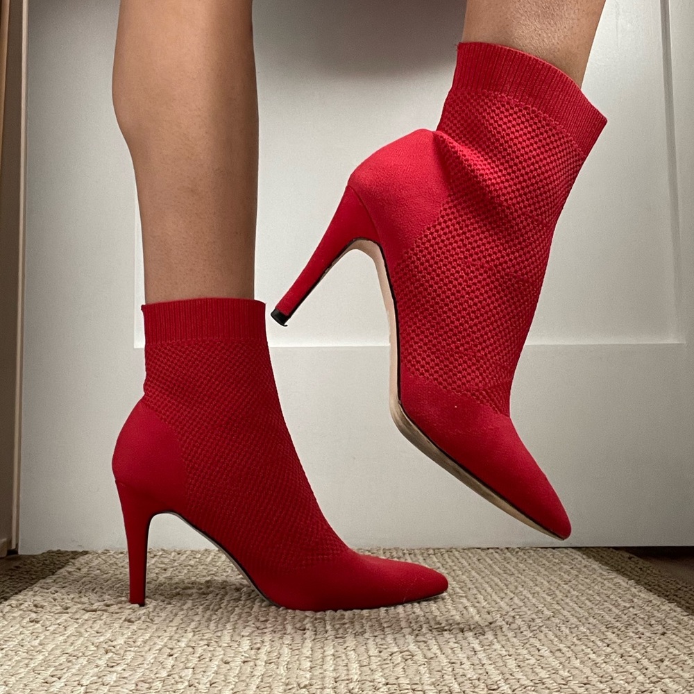 MIA McKinley red sock booties/ ankle boots